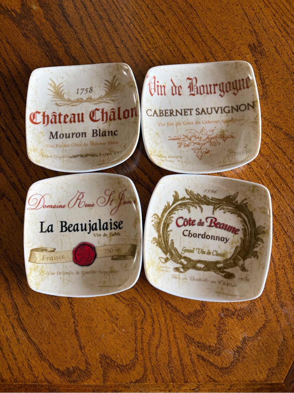 Set of 4 Thirsty Stone Wine Label Coaster Set
